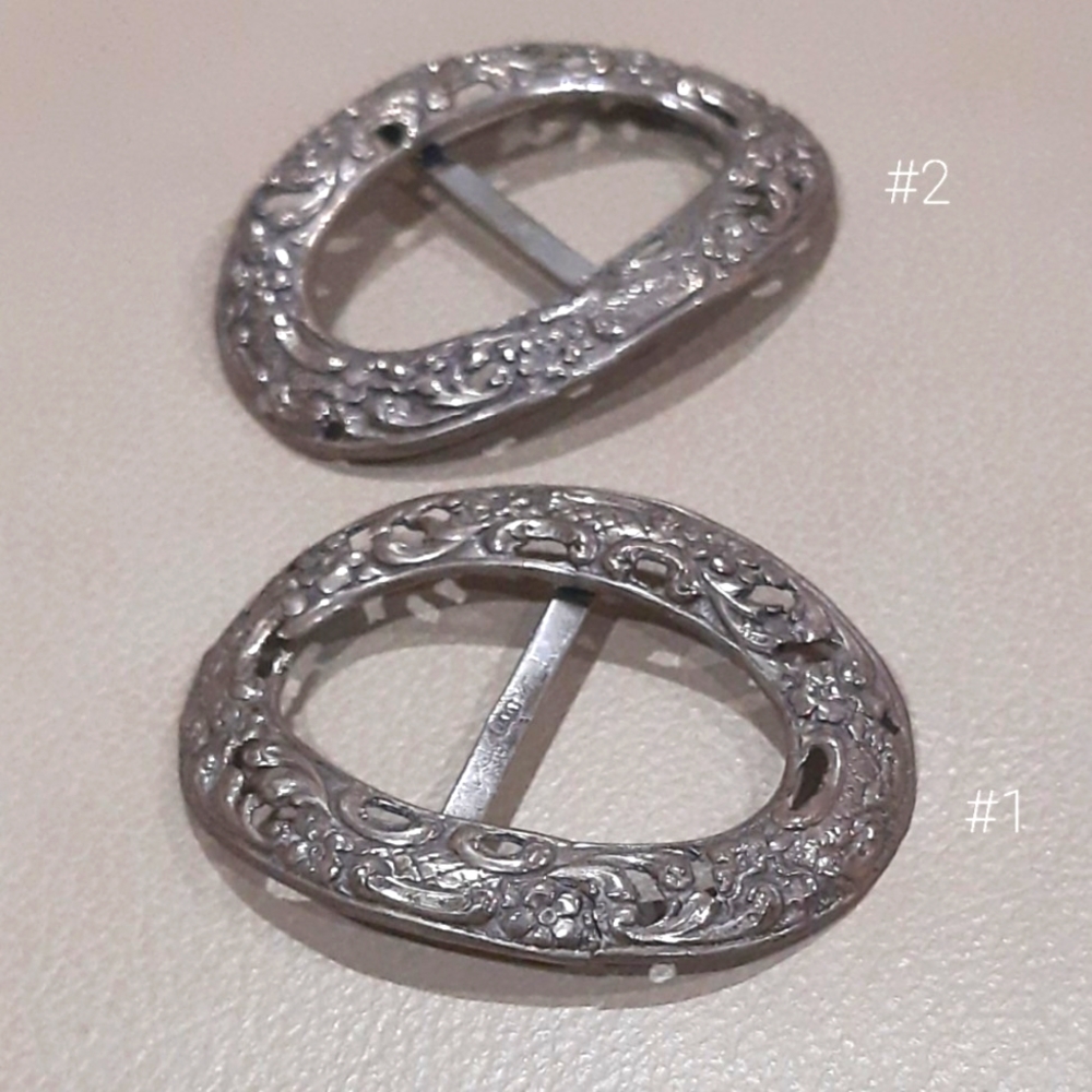 Pair of Antique 800 Silver Buckles